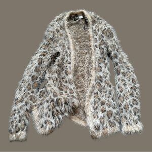 Leopard Print warm cardigan. Looks great for work, or out on the town.